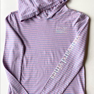 Vineyard Vines | Boys Size 10/12 | Pink / Blue Stripe Long Sleeve Hoodie T-Shirt